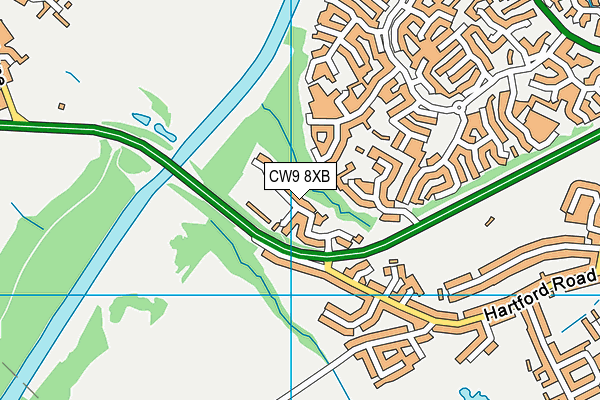 CW9 8XB map - OS VectorMap District (Ordnance Survey)