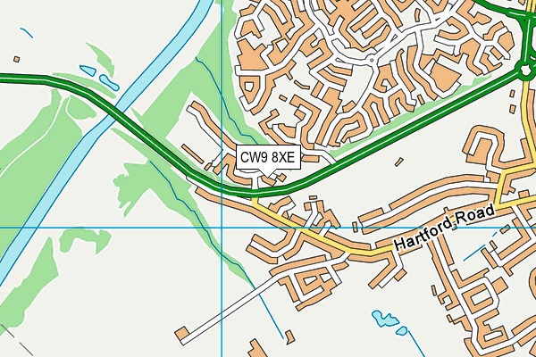 CW9 8XE map - OS VectorMap District (Ordnance Survey)