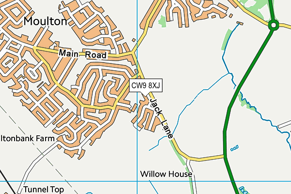 CW9 8XJ map - OS VectorMap District (Ordnance Survey)