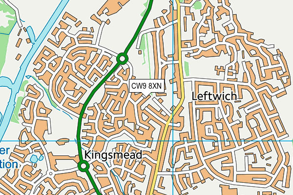 CW9 8XN map - OS VectorMap District (Ordnance Survey)