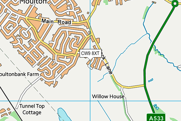 CW9 8XT map - OS VectorMap District (Ordnance Survey)