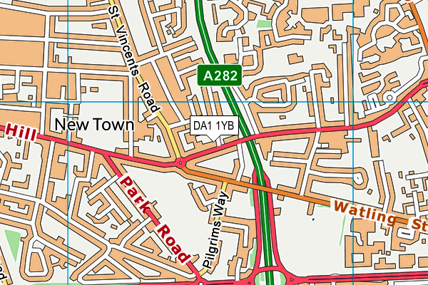 DA1 1YB map - OS VectorMap District (Ordnance Survey)