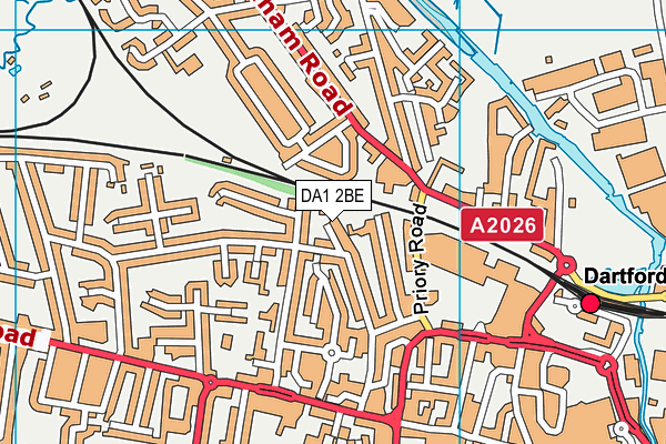DA1 2BE map - OS VectorMap District (Ordnance Survey)