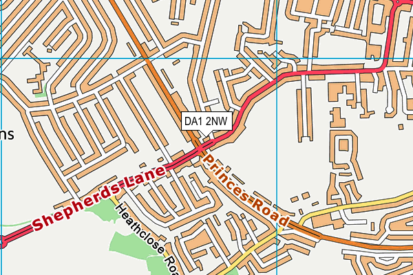 DA1 2NW map - OS VectorMap District (Ordnance Survey)