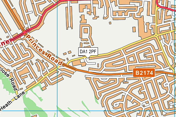 DA1 2PF map - OS VectorMap District (Ordnance Survey)