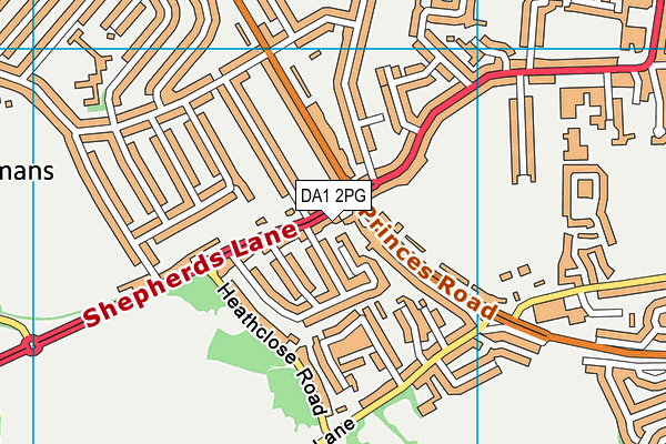 DA1 2PG map - OS VectorMap District (Ordnance Survey)