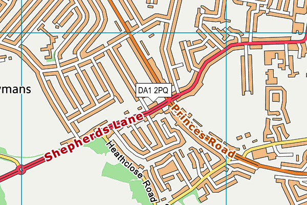 DA1 2PQ map - OS VectorMap District (Ordnance Survey)