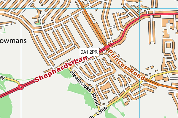 DA1 2PR map - OS VectorMap District (Ordnance Survey)