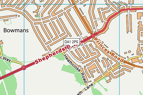 DA1 2PS map - OS VectorMap District (Ordnance Survey)