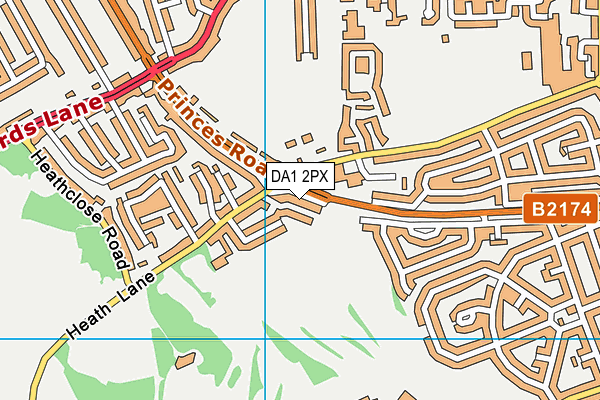 DA1 2PX map - OS VectorMap District (Ordnance Survey)