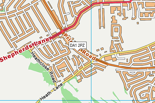 DA1 2PZ map - OS VectorMap District (Ordnance Survey)