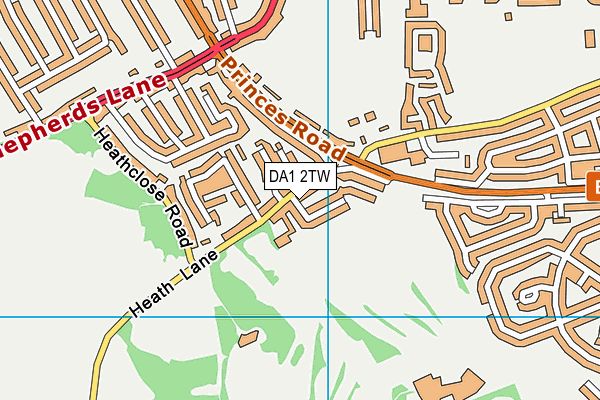 DA1 2TW map - OS VectorMap District (Ordnance Survey)