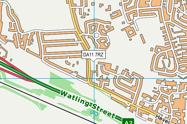 DA11 7RZ map - OS VectorMap District (Ordnance Survey)