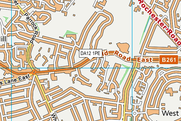 DA12 1PE map - OS VectorMap District (Ordnance Survey)