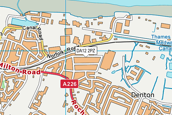 DA12 2PZ map - OS VectorMap District (Ordnance Survey)