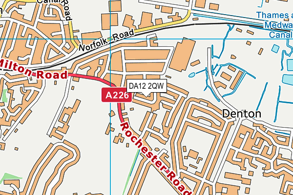 DA12 2QW map - OS VectorMap District (Ordnance Survey)