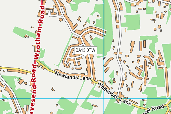 DA13 0TW map - OS VectorMap District (Ordnance Survey)