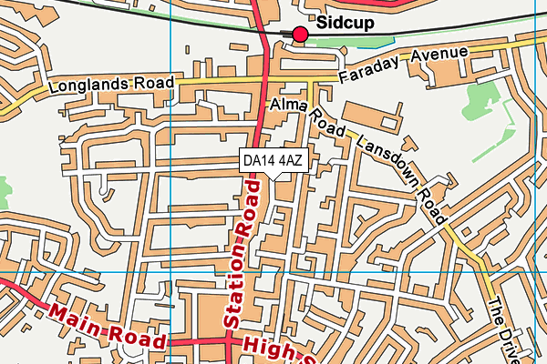 DA14 4AZ map - OS VectorMap District (Ordnance Survey)
