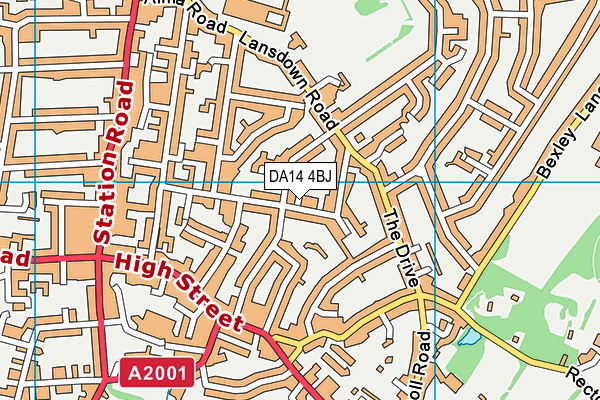 DA14 4BJ map - OS VectorMap District (Ordnance Survey)