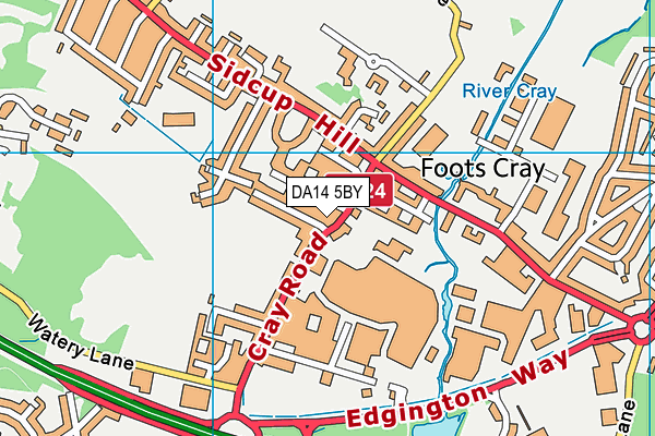 Footscray Social Club map (DA14 5BY) - OS VectorMap District (Ordnance Survey)