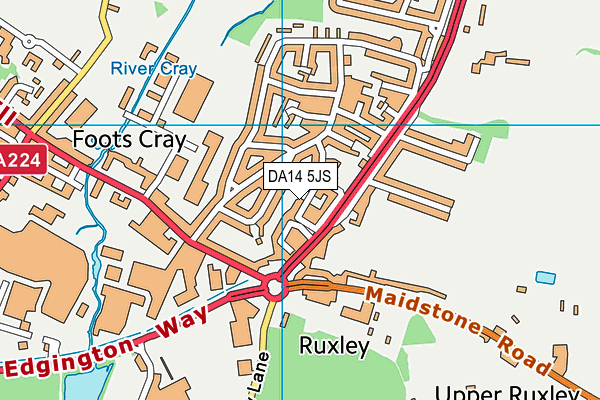 DA14 5JS map - OS VectorMap District (Ordnance Survey)