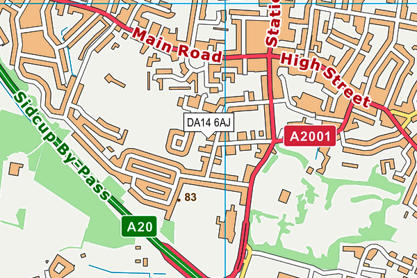 DA14 6AJ map - OS VectorMap District (Ordnance Survey)