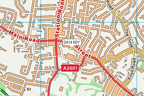 DA14 6DY map - OS VectorMap District (Ordnance Survey)