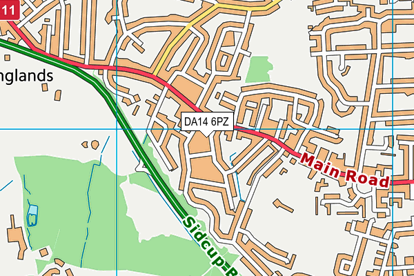 DA14 6PZ map - OS VectorMap District (Ordnance Survey)