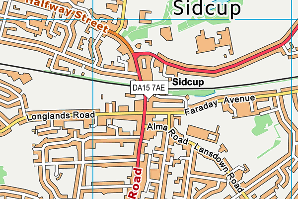 DA15 7AE map - OS VectorMap District (Ordnance Survey)