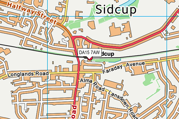 DA15 7AW map - OS VectorMap District (Ordnance Survey)