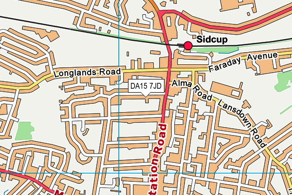 DA15 7JD map - OS VectorMap District (Ordnance Survey)