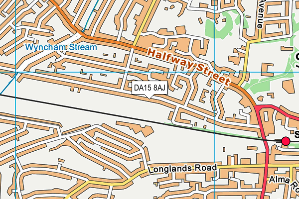 DA15 8AJ map - OS VectorMap District (Ordnance Survey)