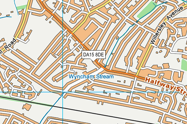 DA15 8DE map - OS VectorMap District (Ordnance Survey)