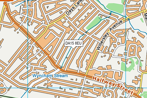 DA15 8EU map - OS VectorMap District (Ordnance Survey)