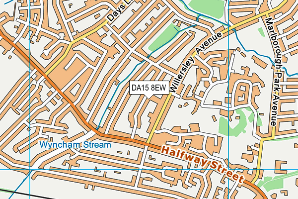 DA15 8EW map - OS VectorMap District (Ordnance Survey)