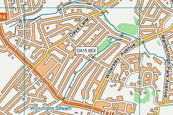 DA15 8EX map - OS VectorMap District (Ordnance Survey)