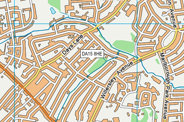 DA15 8HE map - OS VectorMap District (Ordnance Survey)
