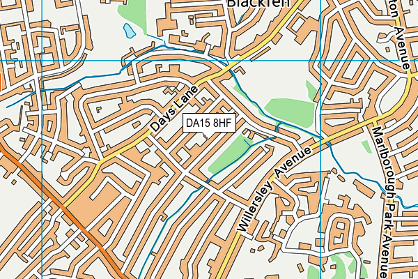 DA15 8HF map - OS VectorMap District (Ordnance Survey)