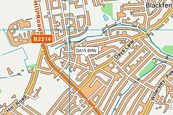 DA15 8HW map - OS VectorMap District (Ordnance Survey)