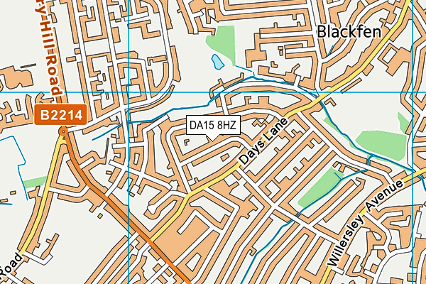 DA15 8HZ map - OS VectorMap District (Ordnance Survey)