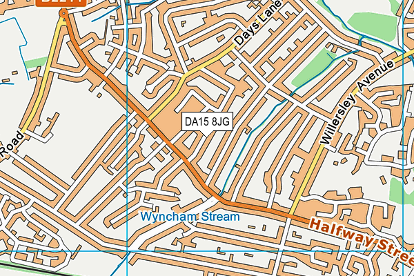 DA15 8JG map - OS VectorMap District (Ordnance Survey)