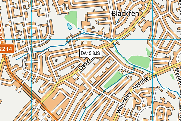 DA15 8JS map - OS VectorMap District (Ordnance Survey)
