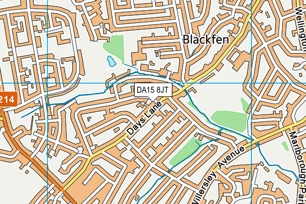DA15 8JT map - OS VectorMap District (Ordnance Survey)