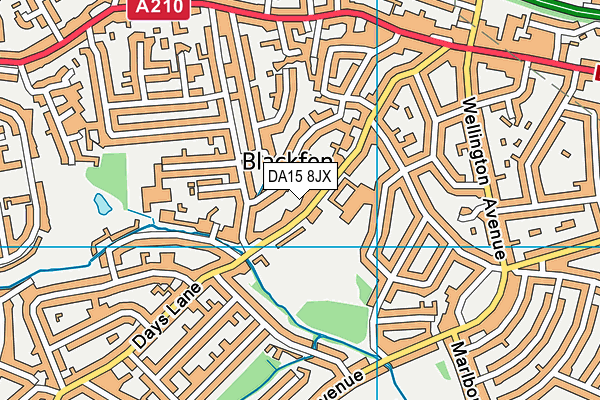 DA15 8JX map - OS VectorMap District (Ordnance Survey)