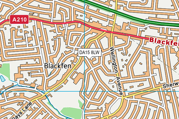 DA15 8LW map - OS VectorMap District (Ordnance Survey)
