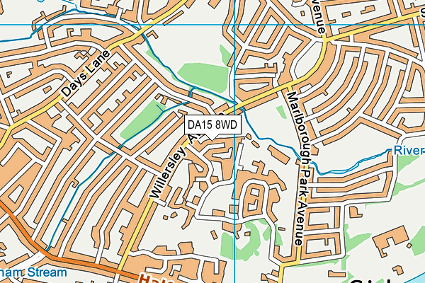 DA15 8WD map - OS VectorMap District (Ordnance Survey)