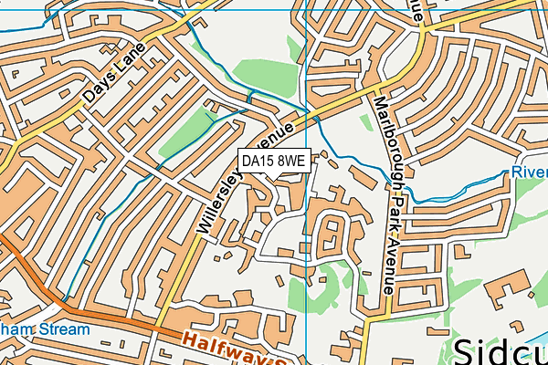DA15 8WE map - OS VectorMap District (Ordnance Survey)