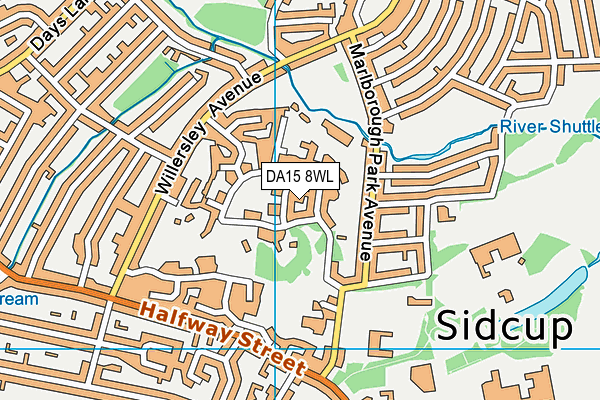 DA15 8WL map - OS VectorMap District (Ordnance Survey)