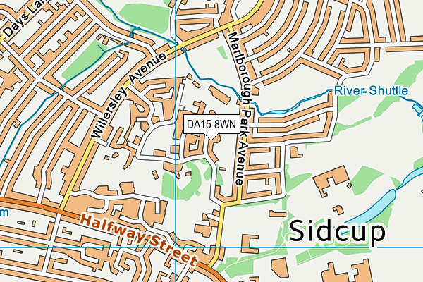 DA15 8WN map - OS VectorMap District (Ordnance Survey)