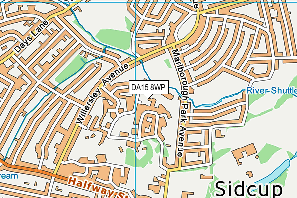 DA15 8WP map - OS VectorMap District (Ordnance Survey)